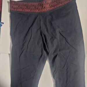 PINK Victoria's Secret Black Leggings with Lace Waistband